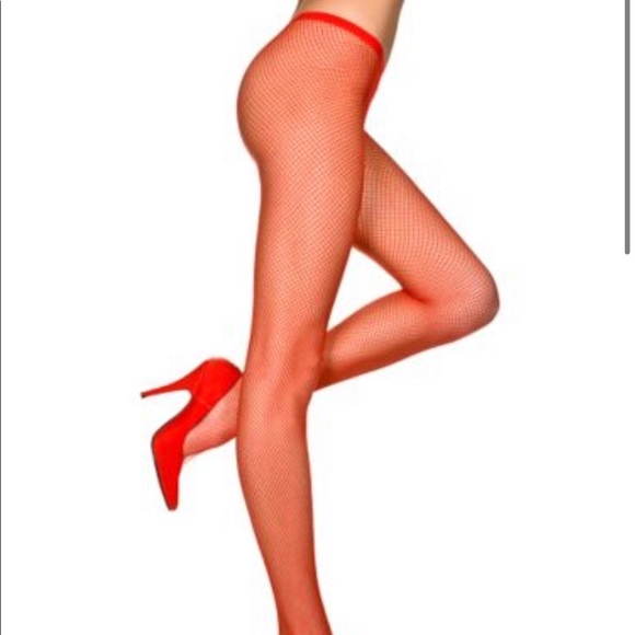 NWT Red Seamless Fishnet Pantyhose - Picture 2 of 4